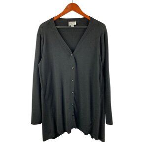 Whisper Knit By Louis DellOlio Black Cardigan Sweater XL Rayon/Nylon
